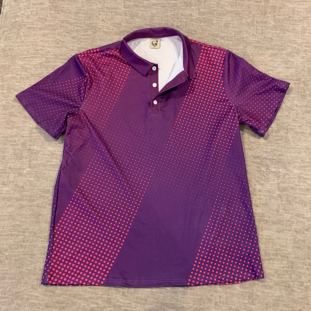 Hardaddy Purple Polo Shirt Performance Golf Tennis Gradient Dot Design‎ M